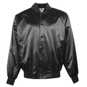SATIN BASEBALL JACKET/SOLID TRIM